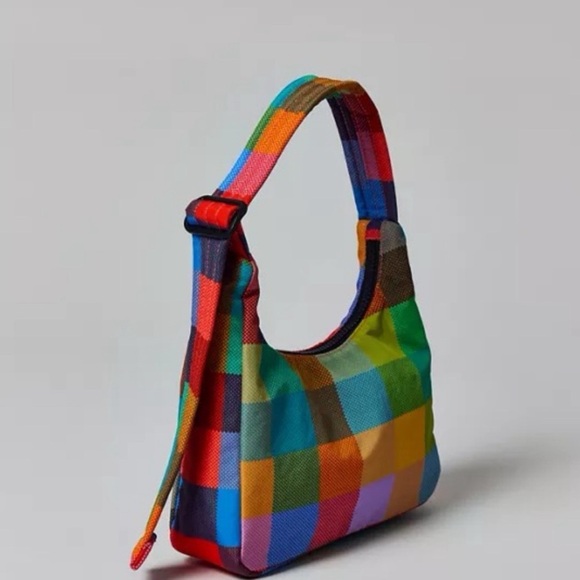 Baggu Mini Nylon Shoulder Bag- Madras Print - Picture 2 of 5